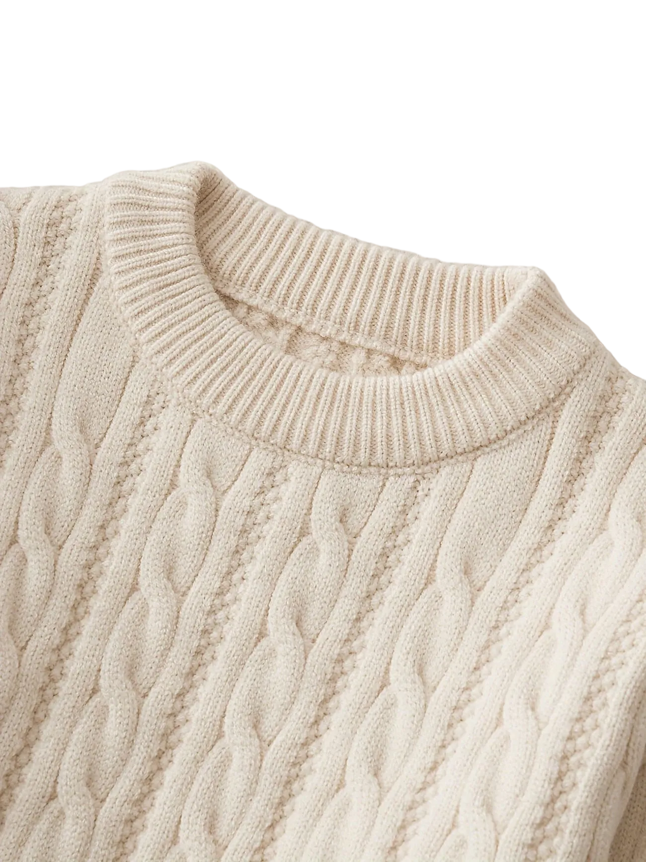 Beige Cable Knit Sweater - Kids