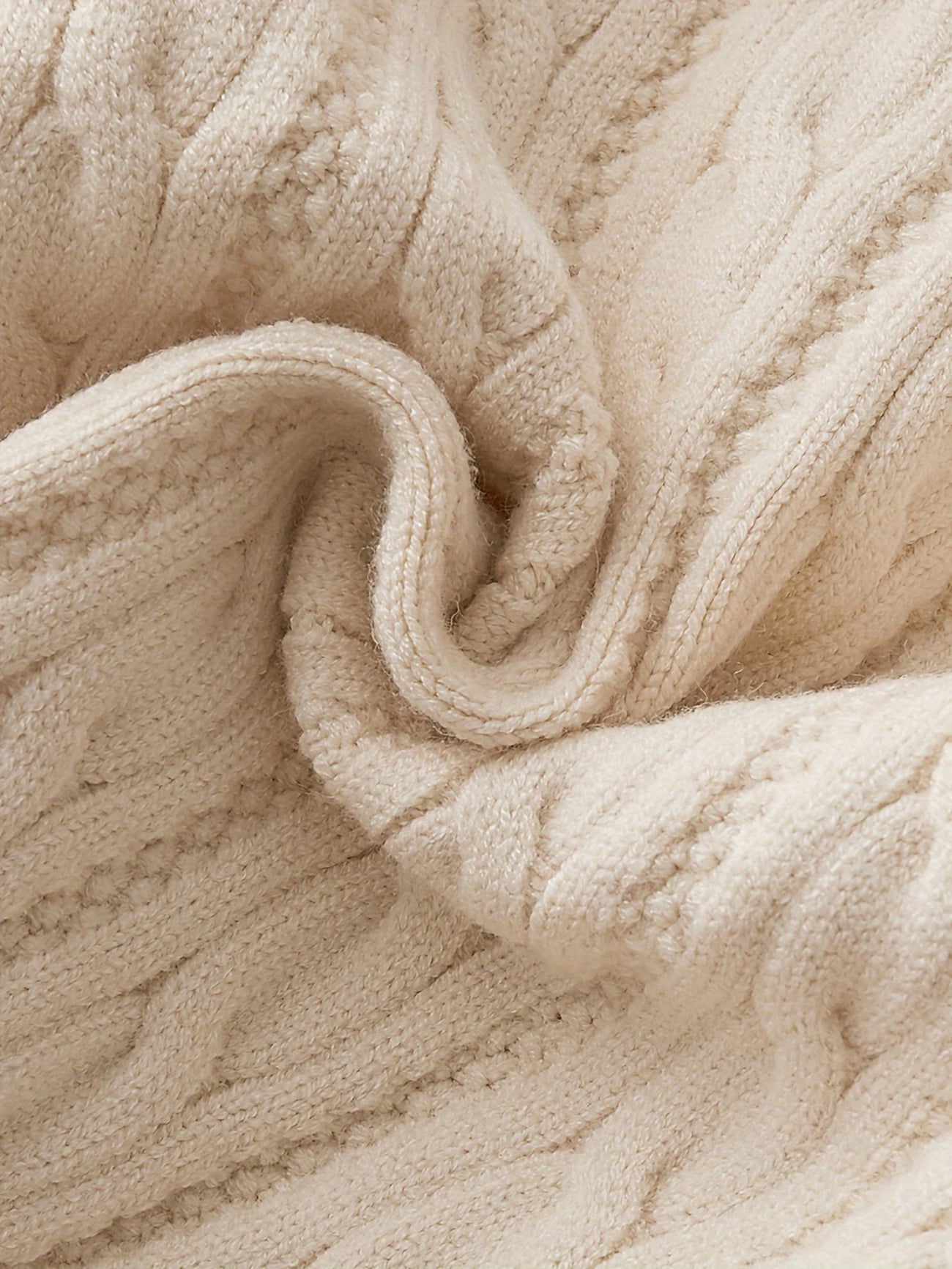 Beige Cable Knit Sweater - Kids