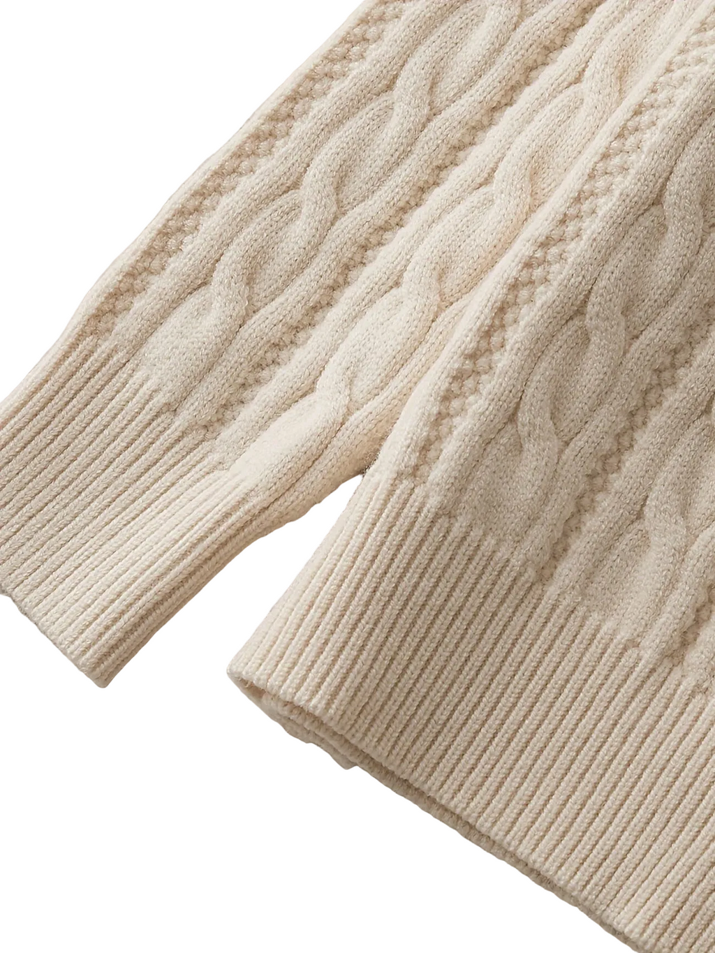Beige Cable Knit Sweater - Kids