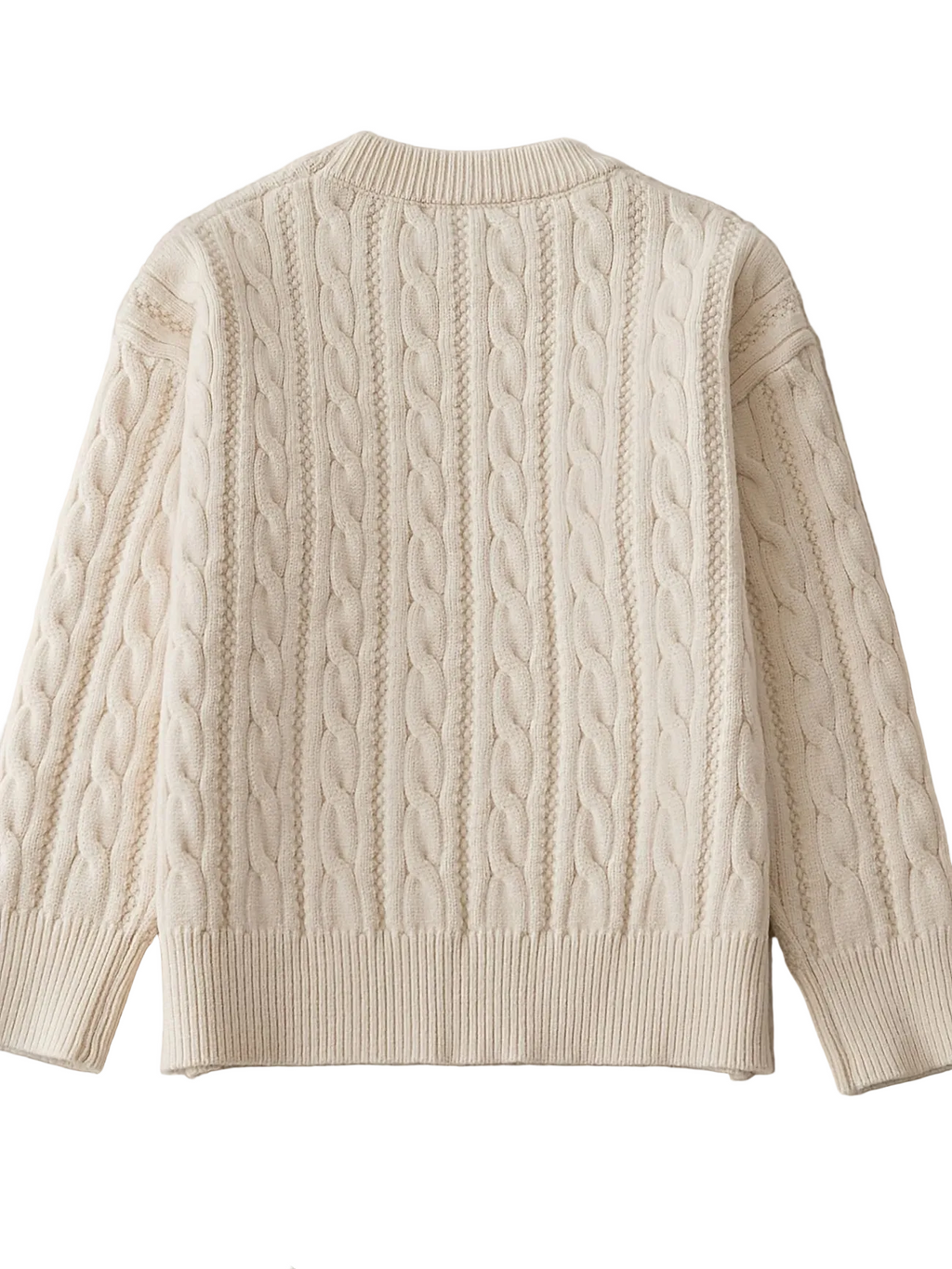 Beige Cable Knit Sweater - Kids