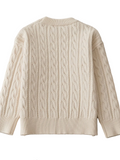 Beige Cable Knit Sweater - Kids