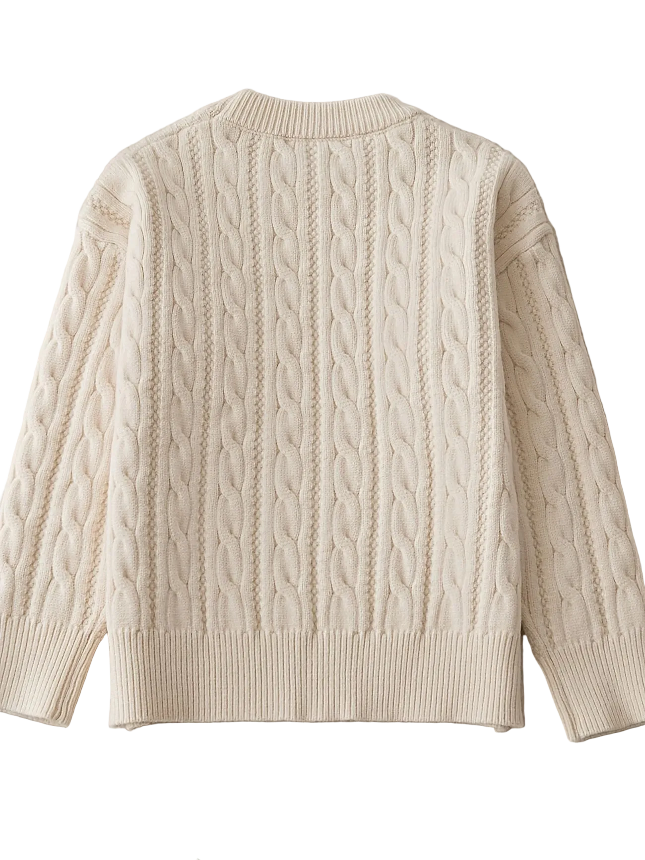Beige Cable Knit Sweater - Kids