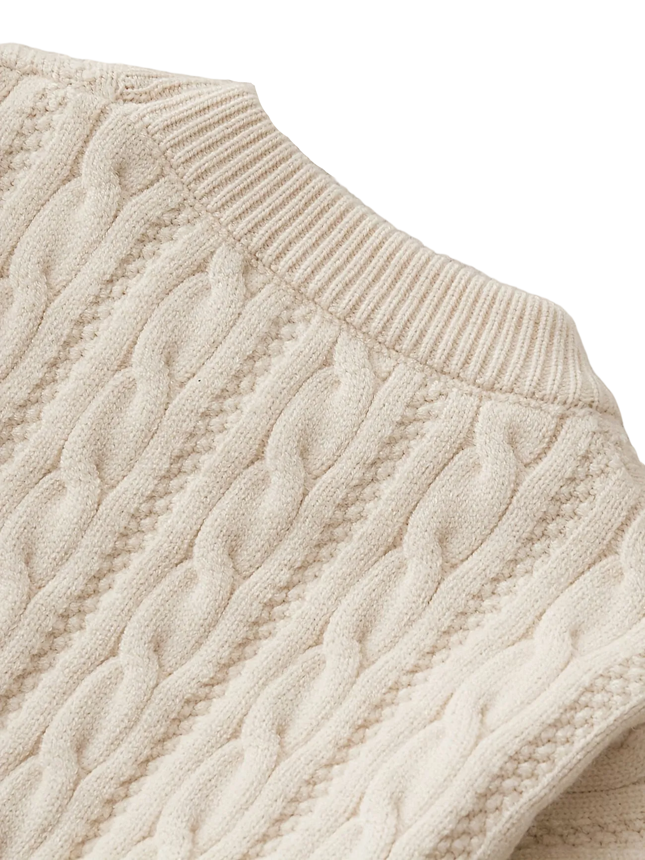 Beige Cable Knit Sweater - Kids