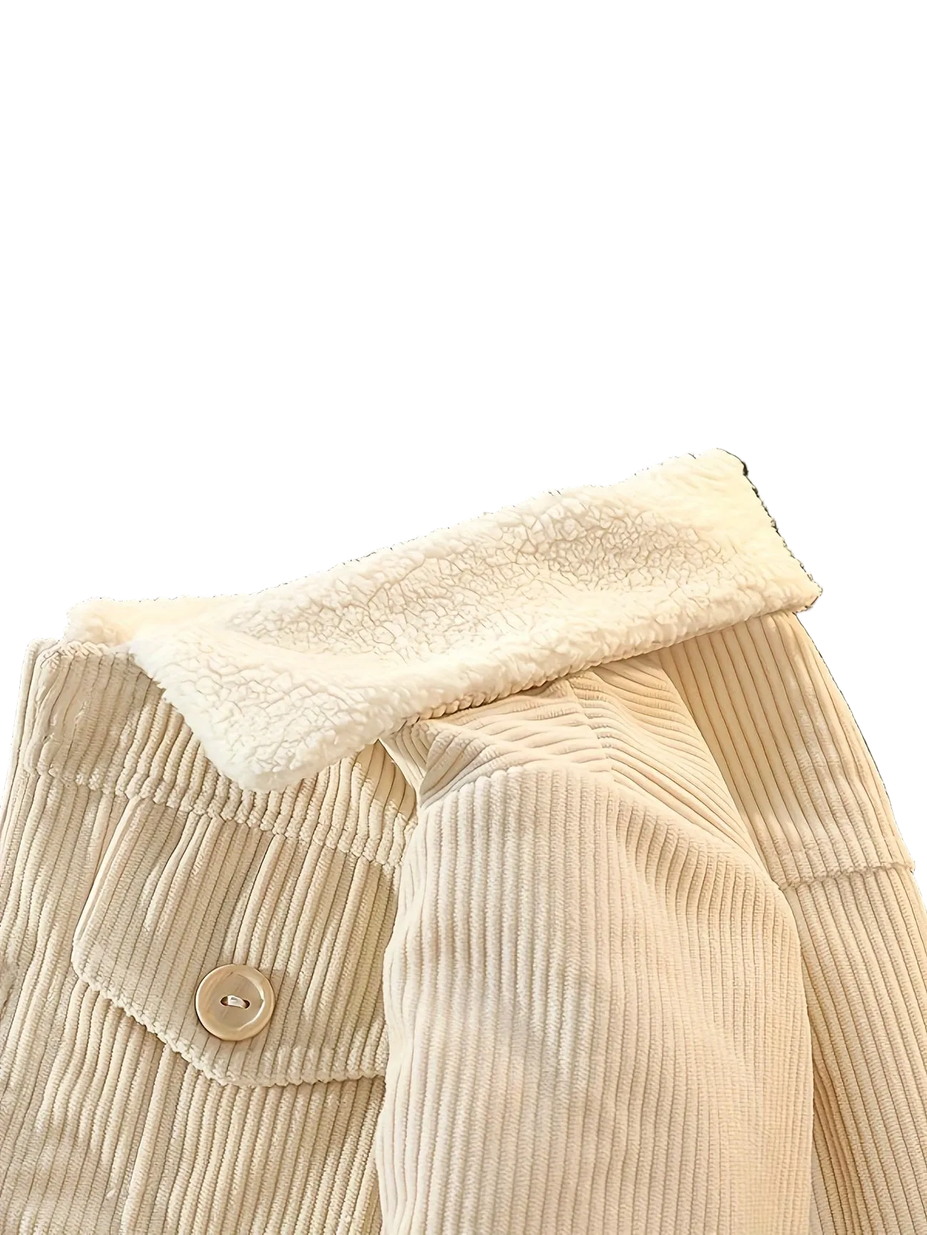 Beige Corduroy Jacket with Fleece Lining - Kids 1-6 Years