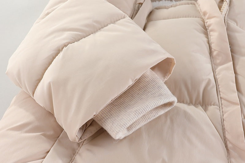 Baby Winter Puffer Snowsuit with Faux Fur Hood - Warm Padded Jumpsuit